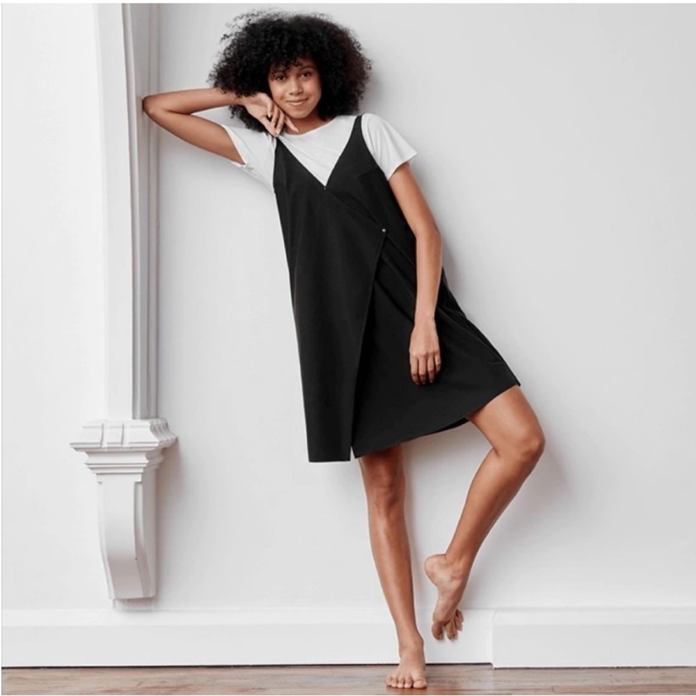 ADAY Over In One Wrap Dress in Black size Small